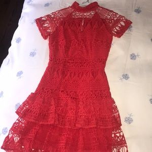 Women’s red ruffle dress